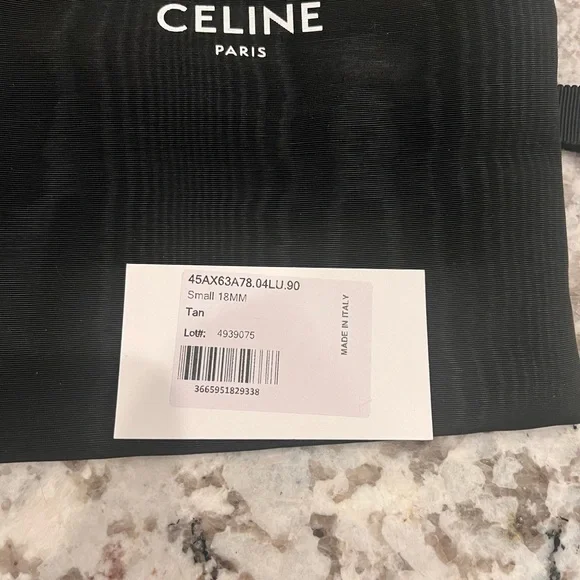 CELINE Tan Leather Slim Belt with Gold Triomphe Buckle, size 90 - Picture 6 of 8